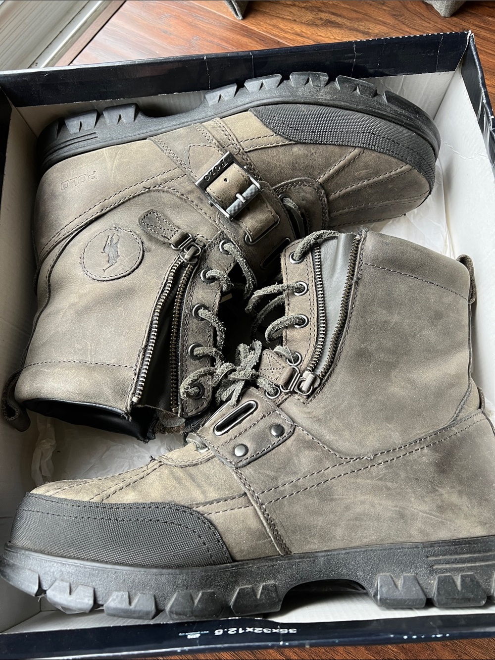 Polo by Ralph Lauren Men's Andrew Grey Nubuck 10.5D